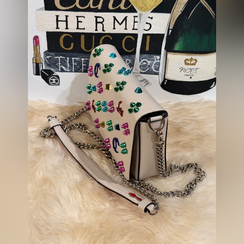 🔥 CHRISTIAN LOUBOUTIN PALOMA STUDDED SHOULDER BAG - Picture 4 of 12